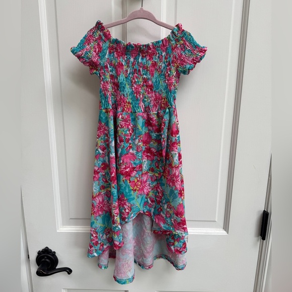 NWOT Vince Camuto 4T Girls Multicolor Floral High Low Tulip Short Sleeve Dress - Picture 1 of 7